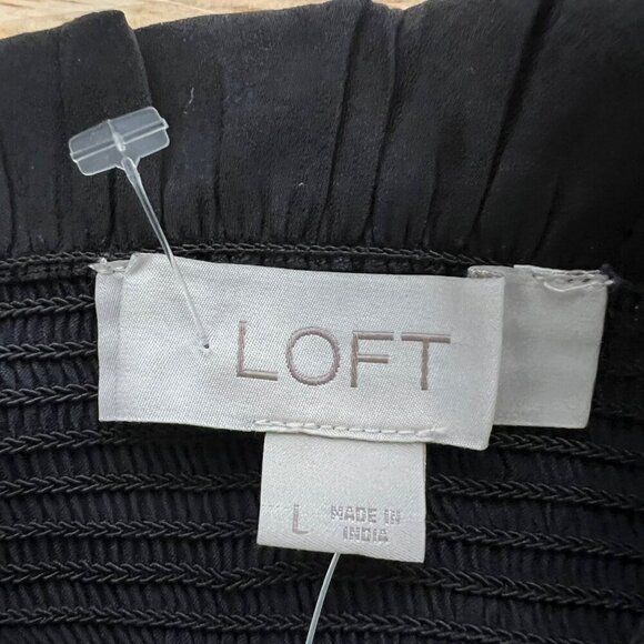 Loft Womens Cold Shoulder Top Beaded Straps Black Size Large New - Picture 7 of 9